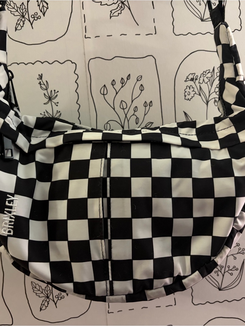 BRIXLEY Black & White Checkerboard Crossbody Bag